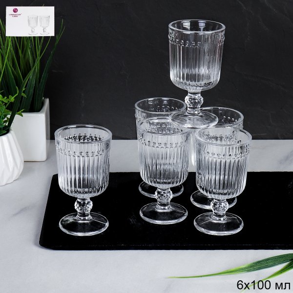 Рюмка 6 штук 60 мл на ножке прямая / F207-1A /уп 24/