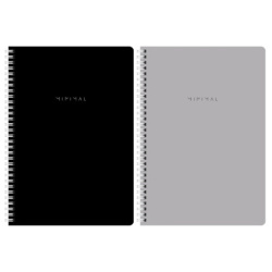 Тетради ДЭК А4 96 л. КОМПЛЕКТ 2 шт. BRAUBERG гребень, клетка, матовая ламинация, MINIMAL CLASSIC, 404878