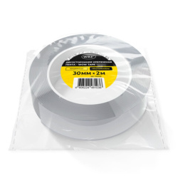 Многоразовая двухсторонняя прозрачная крепежная лента Скотч NANO tape 2 м x 3 см, толщина 1 мм, WBZ, 700425