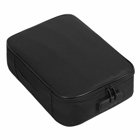 Папка-органайзер для документов с кодовым замком ЧЕРНЫЙ ВОДОНЕПРОНИЦАЕМЫЙ А4, BRAUBERG DOCS, 271959