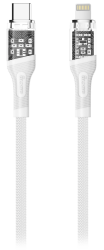 Кабель GLASS, Type-C - Lightning, USB2.0, 1.2м, белый, OLMIO