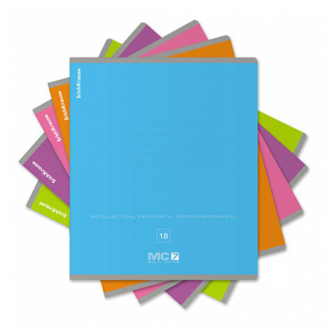 Тетрадь 18 л. ERICH KRAUSE "MC-7", линия, ассорти MIX-PACK (микс в спайке), 56301