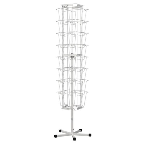 Стойка напольная для рекламных материалов (188х54х54 см), на 32 лотка, сетчатая, вращающаяся, белая, А-29-ТМ