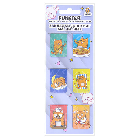 Закладки для книг МАГНИТНЫЕ, "ЯРКИЙ МИКС", набор 30 штук, 35x25 мм, FUNSTER, 116657