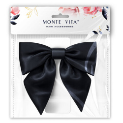 Бант для волос 17х7,5х15 см на заколке, черный, MONTE VITA (МОНТЕ ВИТА), 458837