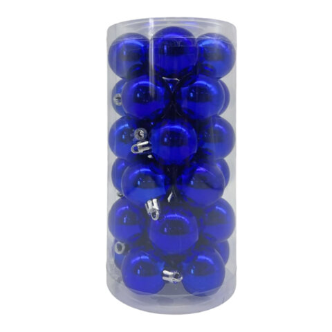 Шары ёлочные 30 шт, 4 см, "Solid Color", пластик, СИНИЕ, глянец, ЗОЛОТАЯ СКАЗКА, 592495