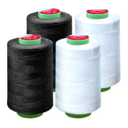 Нитки швейные 40/2 5000 ярд. (4572 м), Набор 2 белых/2 черных, DEVELIA (Девелиа), 665429