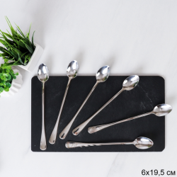 Ложка для кефира 6 штук Серебро / MJ1010-1 /уп 100/