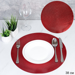 Салфетка для стола круглая 38 см / S-800-red /уп.6/300/ вишневая