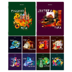 Тетради предметные со справочным материалом, КОМПЛЕКТ 10 ПРЕДМЕТОВ, 48 л., TWIN лак, BRAUBERG, "ORIGINAL", 404328