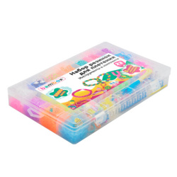 Набор резинок для плетения украшений 8 000 шт., 22 цвета, бокс, бусины, станок, BAMBOX, 665975