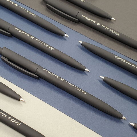 Ручка шариковая автоматическая BRUNO VISCONTI "SlimClick Black", СИНЯЯ, черный корпус, узел 0,5 мм, линия 0,4 мм, 20-0073