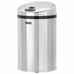 Ведро для мусора СЕНСОРНОЕ 12 л, нержавеющая сталь, зеркальная крышка, питание от 4-х батареек AA (не входят в комплект), LAIMA, 609327