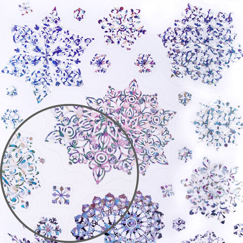 Наклейка для окон, 30х38 см, "Морозные снежинки", голография, серебро, ЗОЛОТАЯ СКАЗКА, 592574