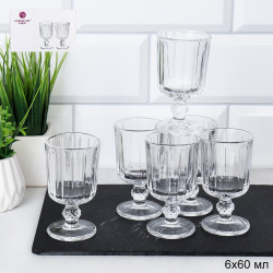 Рюмка 6 штук 60 мл на ножке прямая / GPN601B /уп 24/
