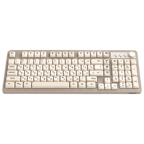 Клавиатура проводная USB, 102+98 клавиш, LED-подсветка, SONNEN K620, слоновая кость/серая, 513950
