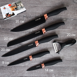 Набор кухонных ножей 6 предметов / WD-103 /уп 30/овощечистка в комплекте