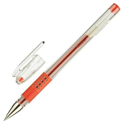 Ручка гелевая с грипом PILOT "G-1 Grip", КРАСНАЯ, корпус прозрачный, узел 0,5 мм, линия письма 0,3 мм, BLGP-G1-5, BLGP-G1-5 R