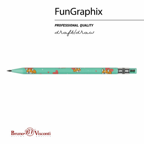 Карандаш механический цанговый с точилкой 2 мм, BRUNO VISCONTI "FunGraphix", Корги, 21-0041/24