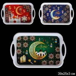 Поднос прямоугольный с ручками 39x25 см / 38524 /уп 84/ мусульманский