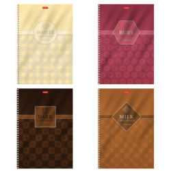 Тетрадь А4 96л. HATBER гребень, клетка, металлизирован.картон, выбороч.лак, Chocolate (микс), 083451, 96Т4мтлВ1гр