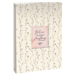 Тетрадь на кольцах БОЛЬШАЯ 210х305мм А4, 100л, обложка картон, клетка, BRAUBERG, Цветы, 405412