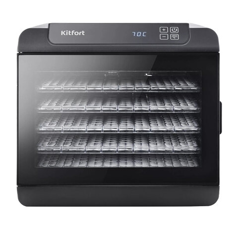 Сушилка для овощей KITFORT КТ-1905, 500 Вт, 12 поддонов, электронное управление, черная/серебристая