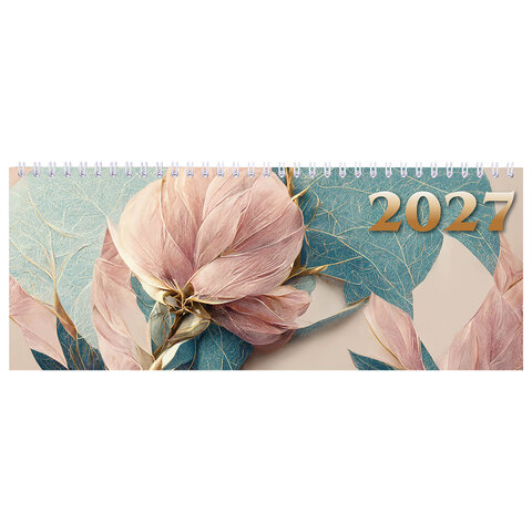 Планинг датированный 2027 285х112 мм, STAFF, гребень, картонная обложка, 64 листа, "Нежность", 118707