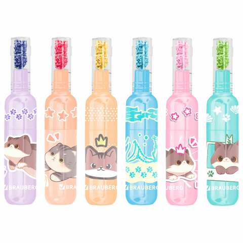 Набор текстовыделителей 6 ПАСТЕЛЬНЫХ ЦВЕТОВ, кросс-серия МИЛЫЕ КОТЫ, линия 1-5 мм, BRAUBERG, 152619