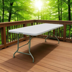 Стол складной пластиковый Angioletto 244 см., столешница сталь