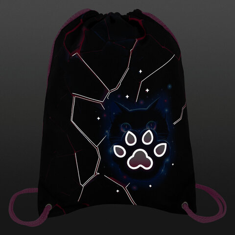 Мешок для обуви BRAUBERG PREMIUM, карман, подкладка, светоотражайка, 43х33 см, "Pink lava", 273441