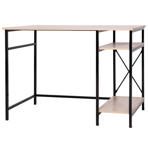 Стол BRABIX "SMART CD-018", 1100х600х765 мм, ЛОФТ, 2 полки, металл/ЛДСП ясень шимо светлый, каркас черный, 641945
