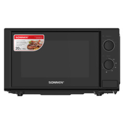 Микроволновая печь SONNEN MW2070BL-6M, 20 л, 700 Вт, таймер, механическое управление, кнопка, черная, 454984