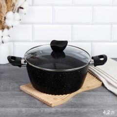 Кастрюля 4,2 л с антиприграным покрытием / GL-674-4 /уп/ без упаковки