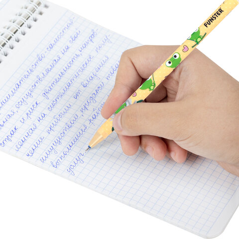 Ручка стираемая гелевая с принтом FUNSTER (ФАНСТЕР) "CUTE ANIMALS", СИНЯЯ, корпус ассорти, игольчатый наконечник 0,5 мм, линия 0,35мм 144410