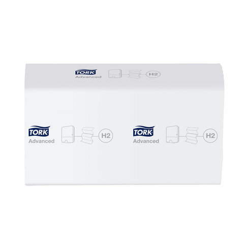Полотенца бумажные 190 шт., TORK (H2) ADVANCED, КОМПЛЕКТ 21 пачка, 2-слойные, белые, 22,5х21,3 см, Z-сложение, 471150