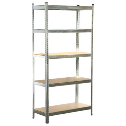 Стеллаж металлический BOOMHOUSE (БУМХАУС) безболтовой, 1800x900x400 мм, 5 полок МДФ, серебристый, 291412