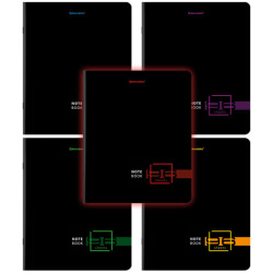 Тетради ДЭК А5 96 л. КОМПЛЕКТ 5 шт., BRAUBERG скоба, клетка, глянцевый лак, "Dark", 404694