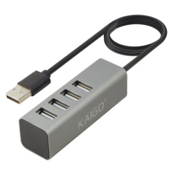 Хаб-разветвлитель KG-119, USB-A 2.0, 4 в 1, 4 x USB-A 2.0, 80 cм, серый, KAIGO (КАЙГО), 355066