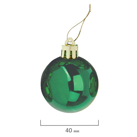 Шары ёлочные 12 шт., 4 см, "Solid Color", пластик, ЗЕЛЕНЫЕ, глянец, ЗОЛОТАЯ СКАЗКА, 591126