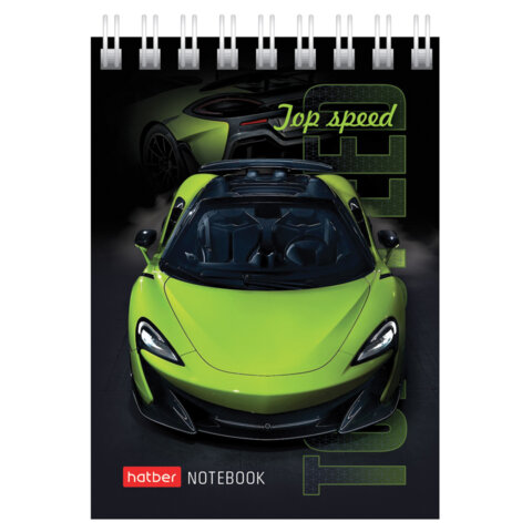 Блокнот МАЛЫЙ ФОРМАТ А7, 60 л., гребень, картон, клетка, HATBER, "АвтоШоу", 066626, 60Б7В1гр