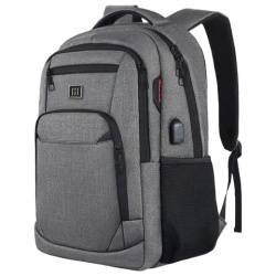 Рюкзак HEIKKI SECURE (ХЕЙКИ) универсальный, 2 отделения, отделение для ноутбука, серый, 46x31x19 см, 273895