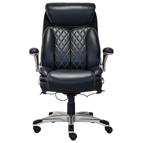 Кресло HAWASAN "Target EX-567", откидные подлокотники, рециклированная кожа, черное, 532974