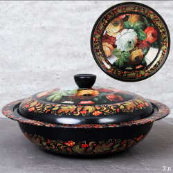 Чаша-салатник 3 л эмаль с крышкой металл Блэк / ER-237 /уп 50/ 0,330