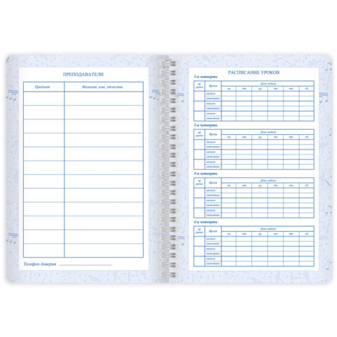 Дневник для музыкальной школы 48 листов, гребень, пластиковая обложка, картон, BRAUBERG, "Панда", 107516