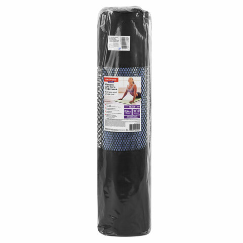 Коврик для йоги и фитнеса спортивный двухцветный, ТПЭ, 183x61x0,6 см, голубой/синий, DASWERK, 680033