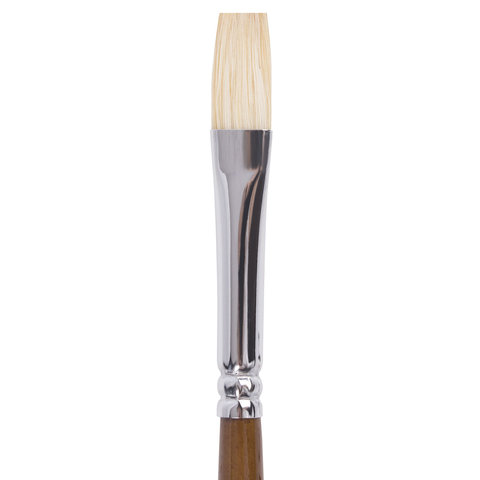Кисть художественная профессиональная BRAUBERG ART CLASSIC, щетина, плоская, № 6, длинная ручка, 200715