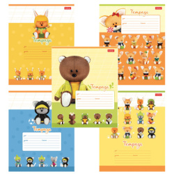 Тетрадь 12л. HATBER косая линия, обложка картон, ЛЕСЯТА (микс в спайке), 12Т5В6