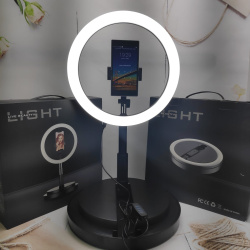 Кольцевая складная лампа на штативе, диаметр 29 см. Селфи кольцо Live Beauty Y2 LED 160, пульт управления, 3 свечения Черный корпус