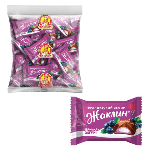 Конфеты глазированные СЛАВЯНКА "Жаклин", французский зефир со вкусом черника-йогурт, 1000 г, 30831